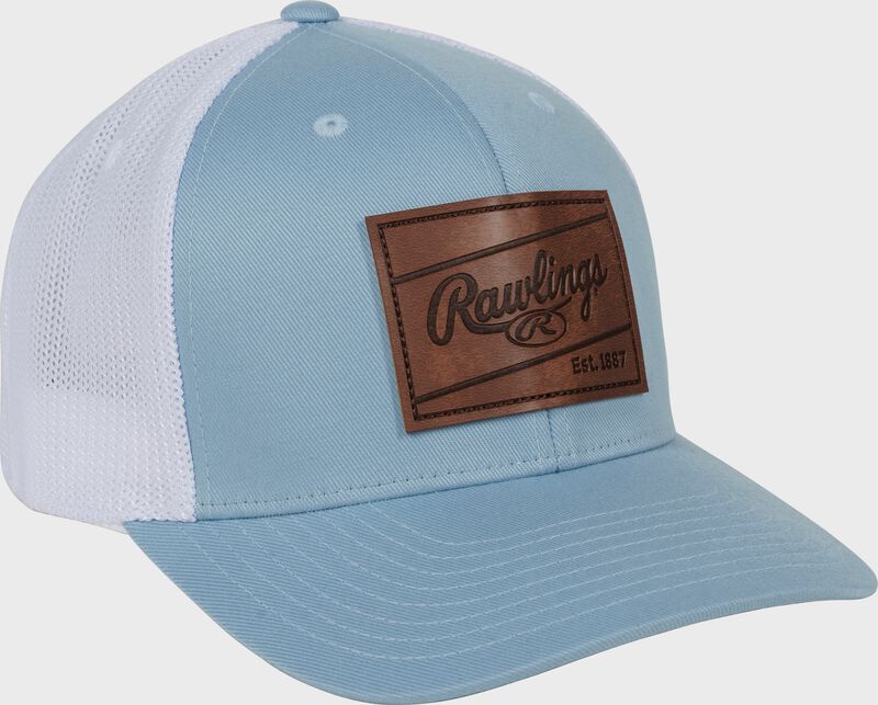 Rawlings Leather Patch Hat - Snap Back - Light Blue/White