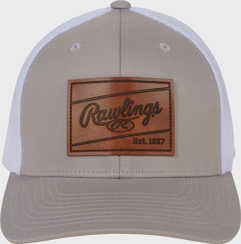 Rawlings Leather Patch Hat - Snap Back - Gray/White
