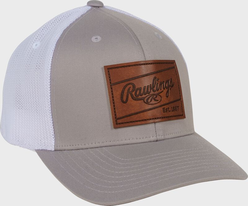 Rawlings Leather Patch Hat - Snap Back - Gray/White