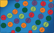 Radiating Alphabet Circles Rug Primary Colors - 7ft 6in x 12ft - Rectangle - Blue