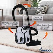 Impecca Impecca Bagged Canister Vacuum Cleaner + Two Packs of 6-Replacement Bags (IVC2155W) - White