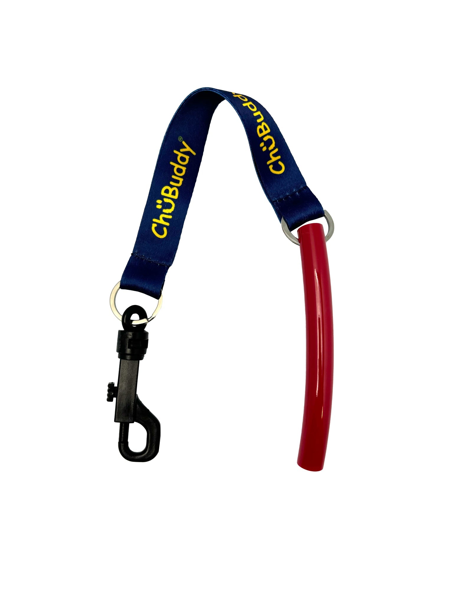 Special Needs Sensory Toy - 3/8" Slim Red Tube, 1/2" Strong Green Tube, 9/16" Big Blue Tube on 8" Navy Lanyard