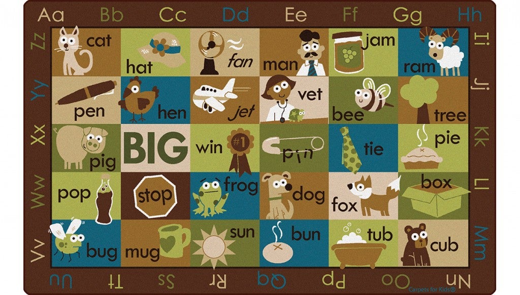 Rhyme Time Classroom Rug Nature Colors - 7ft 6in x 12ft - Rectangle - Brown