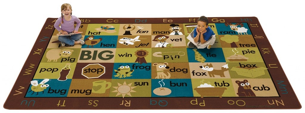 Rhyme Time Classroom Rug Nature Colors - 7ft 6in x 12ft - Rectangle - Brown