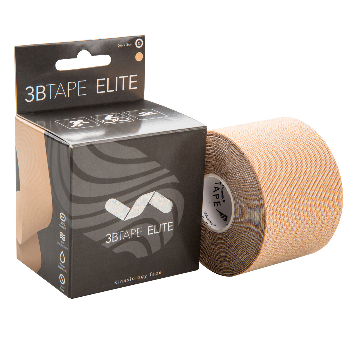 3BTAPE ELITE,  kinesiology tape, beige, 16’ x 2” roll