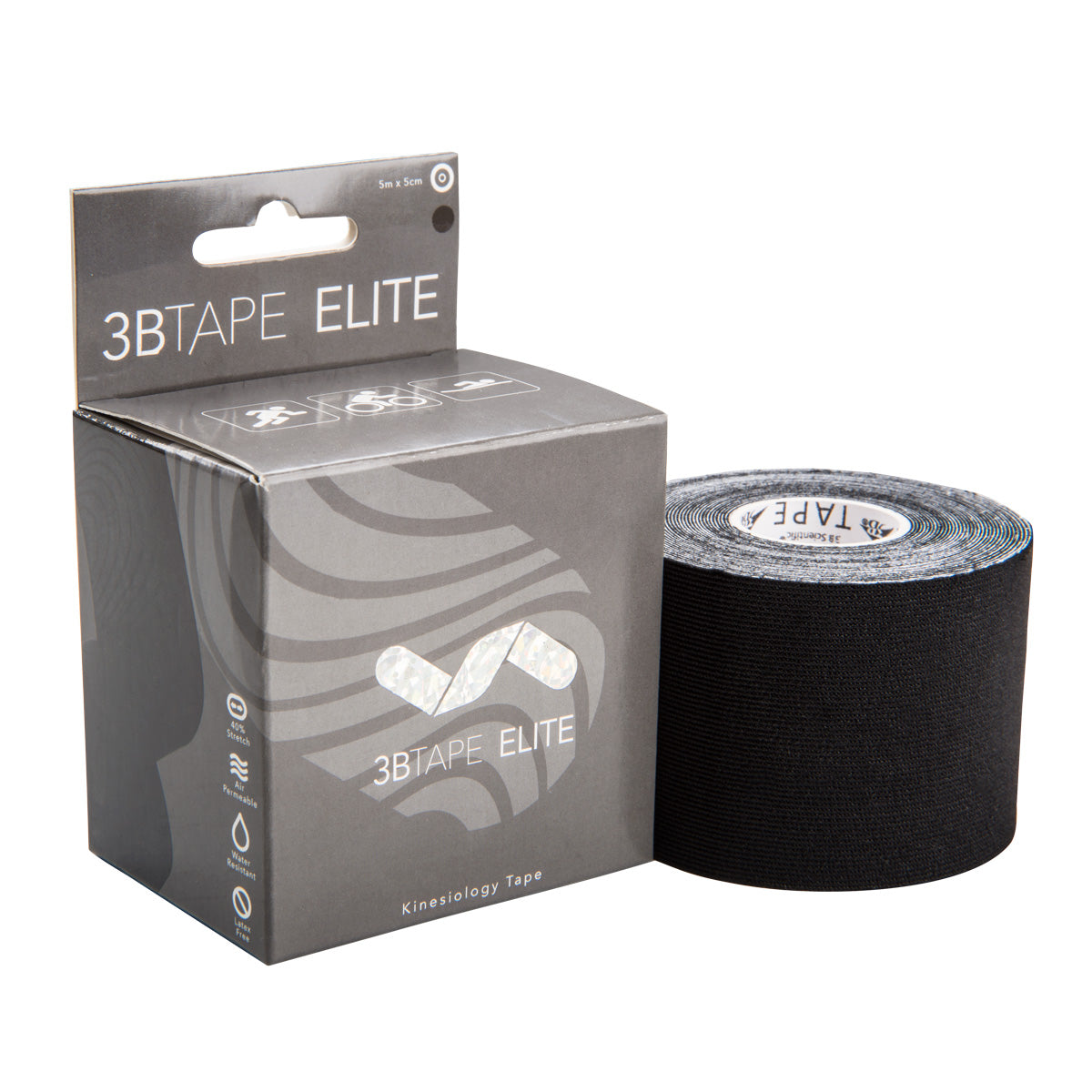 3BTAPE ELITE – kinesiology tape – black, 16’ x 2” roll