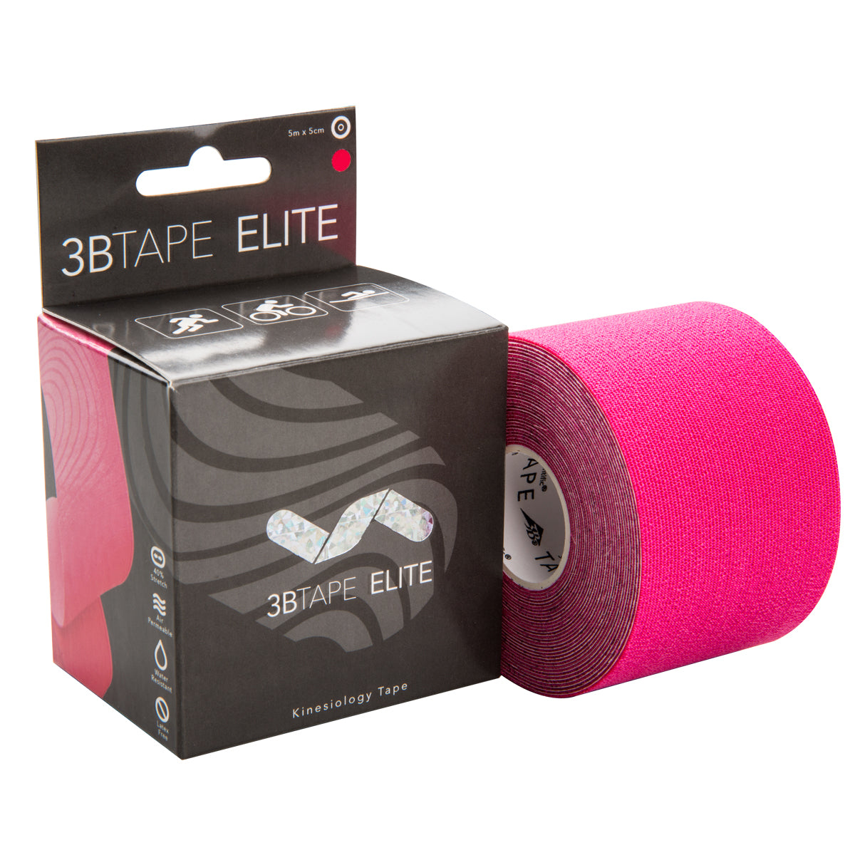 3BTAPE ELITE – kinesiology tape – pink, 16’ x 2” roll
