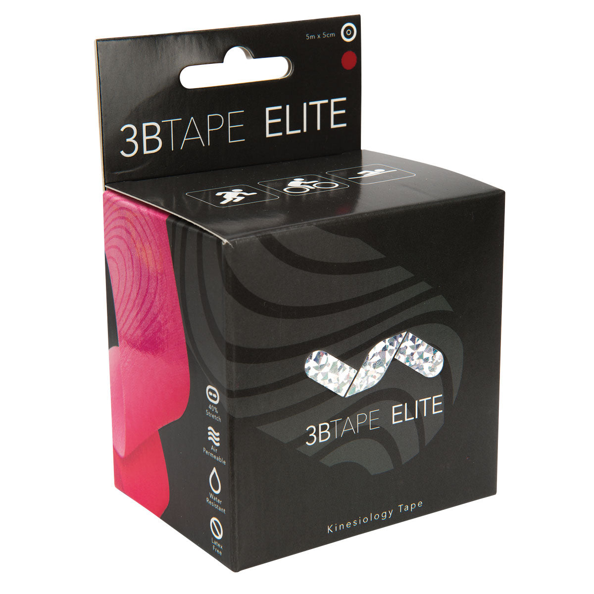 3BTAPE ELITE – kinesiology tape – pink, 16’ x 2” roll