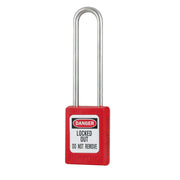Red Zenex™ Thermoplastic Safety Padlock, 1-3/8in (35mm) Wide with 3in (76mm) Shackle Stainless Steel Shackle, Key Retaining