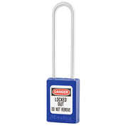 Blue Zenex™ Thermoplastic Safety Padlock, 1-3/8in (35mm) Wide with 3in (76mm) Shackle Stainless Steel Shackle, Key Retaining