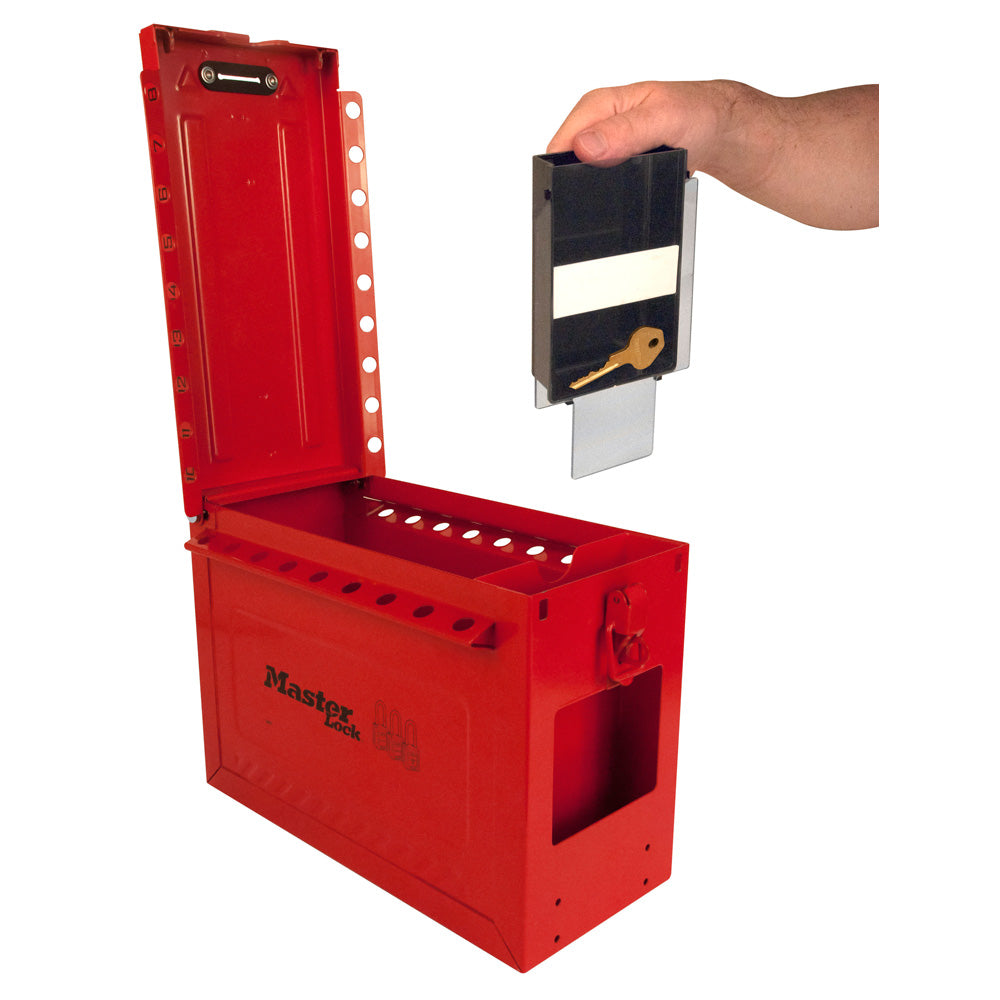 Large Portable Group Lock Box with Key Window & Rewritable Tag