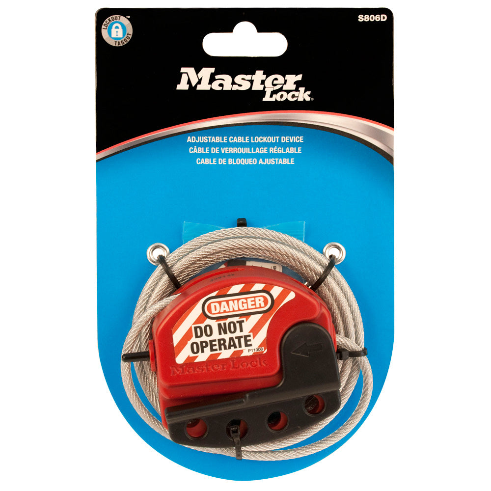 Adjustable Cable Lockout in Carded Packaging, 6ft (1.8m) Cable