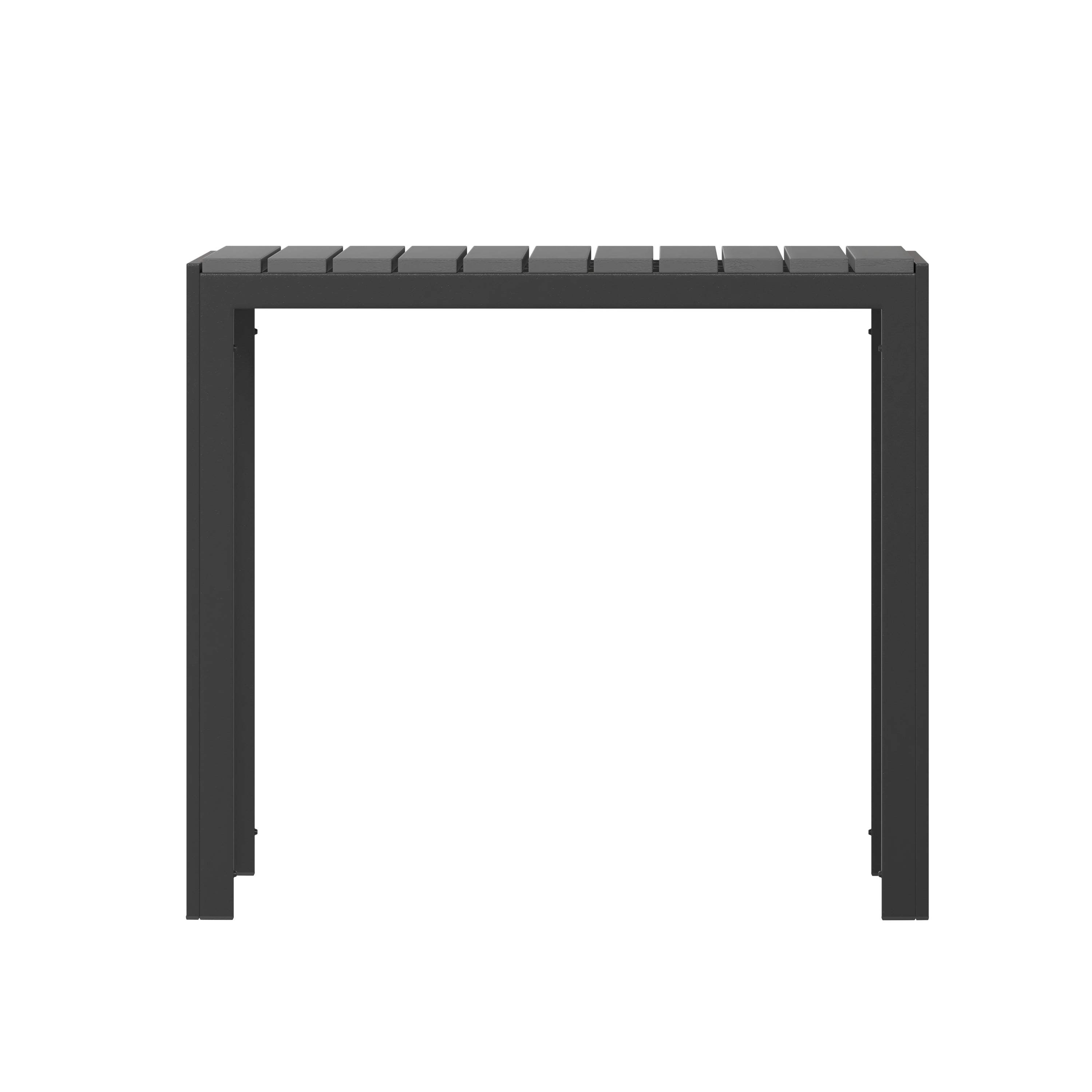 Harris Commercial Grade Indoor/Outdoor Black Square Steel Patio Dining Table for 4 with Black Poly Resin Slatted Top