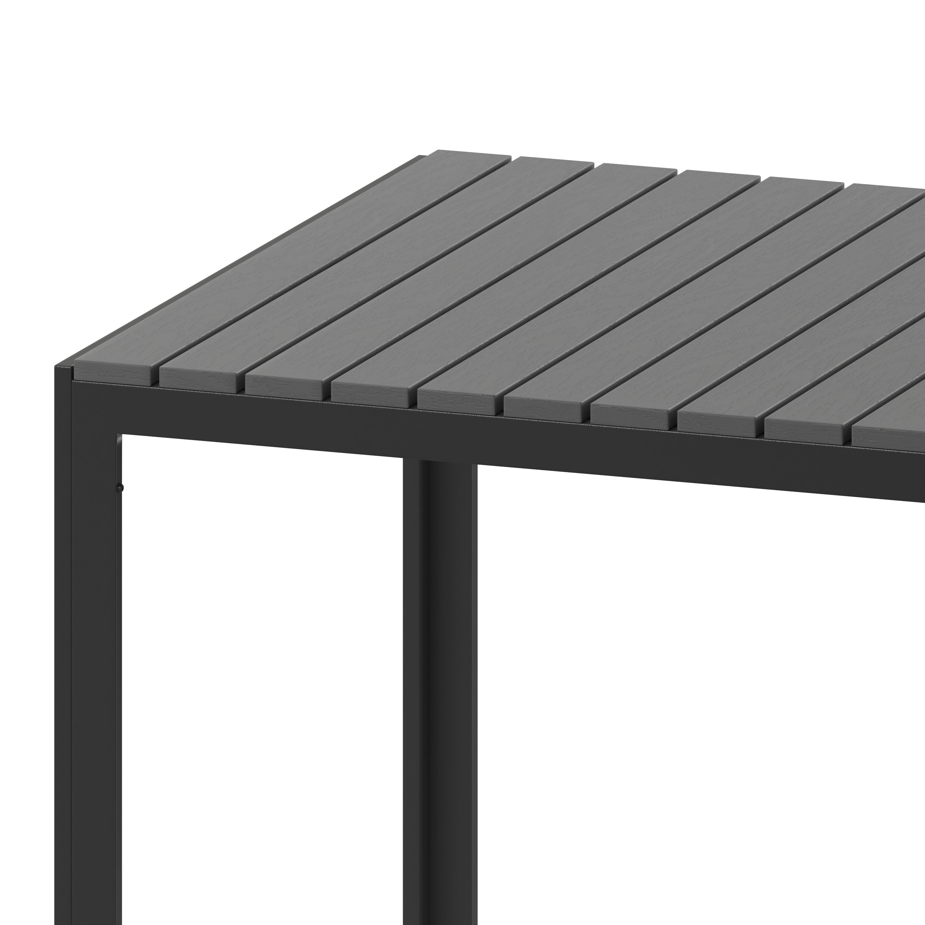 Harris Commercial Grade Indoor/Outdoor Black Square Steel Patio Dining Table for 4 with Black Poly Resin Slatted Top