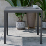 Harris Commercial Grade Indoor/Outdoor Black Square Steel Patio Dining Table for 4 with Black Poly Resin Slatted Top