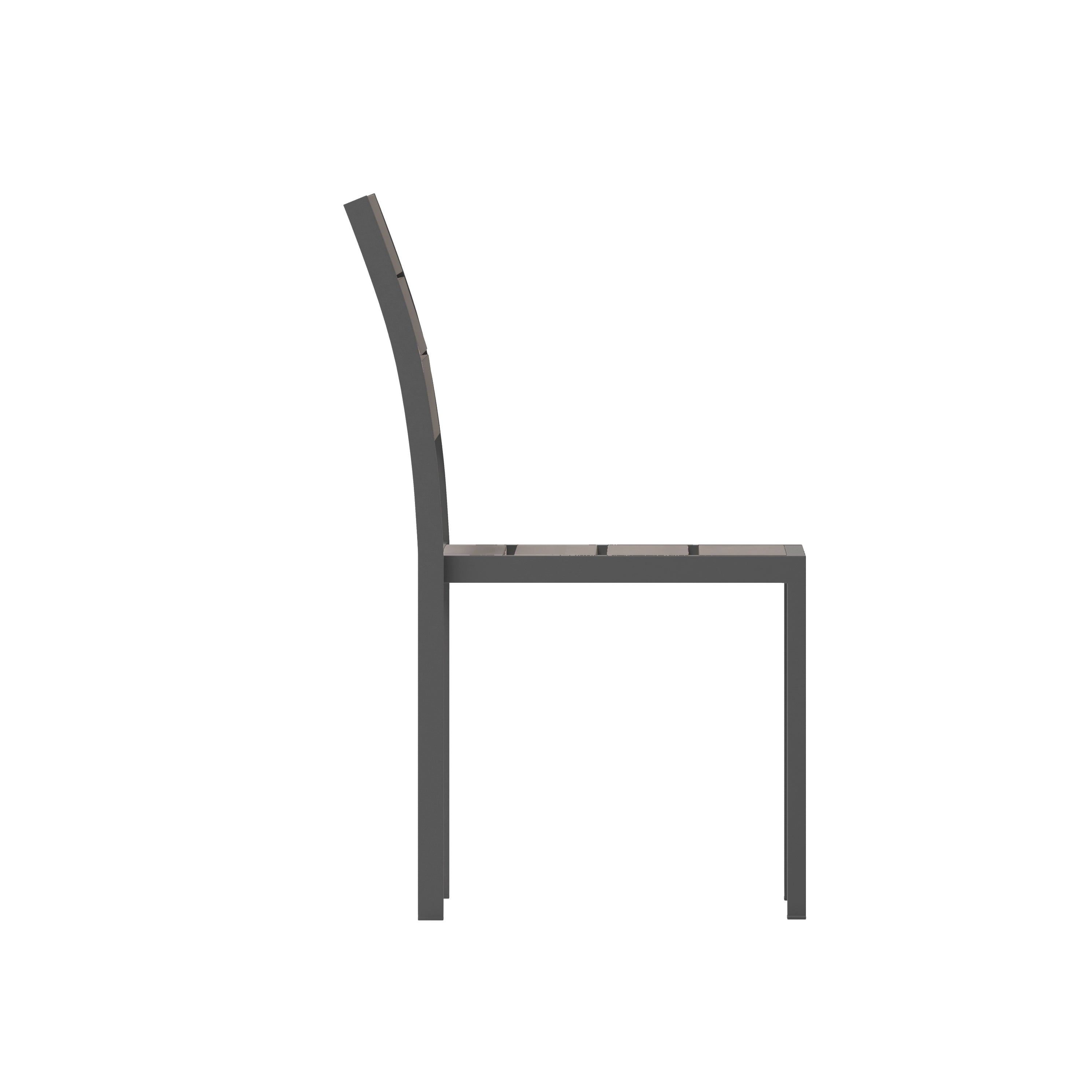 Finch Commercial Grade Armless Patio Chair, Stackable Side Chair with Faux Teak Poly Slats and Metal Frame, Gray/Gray