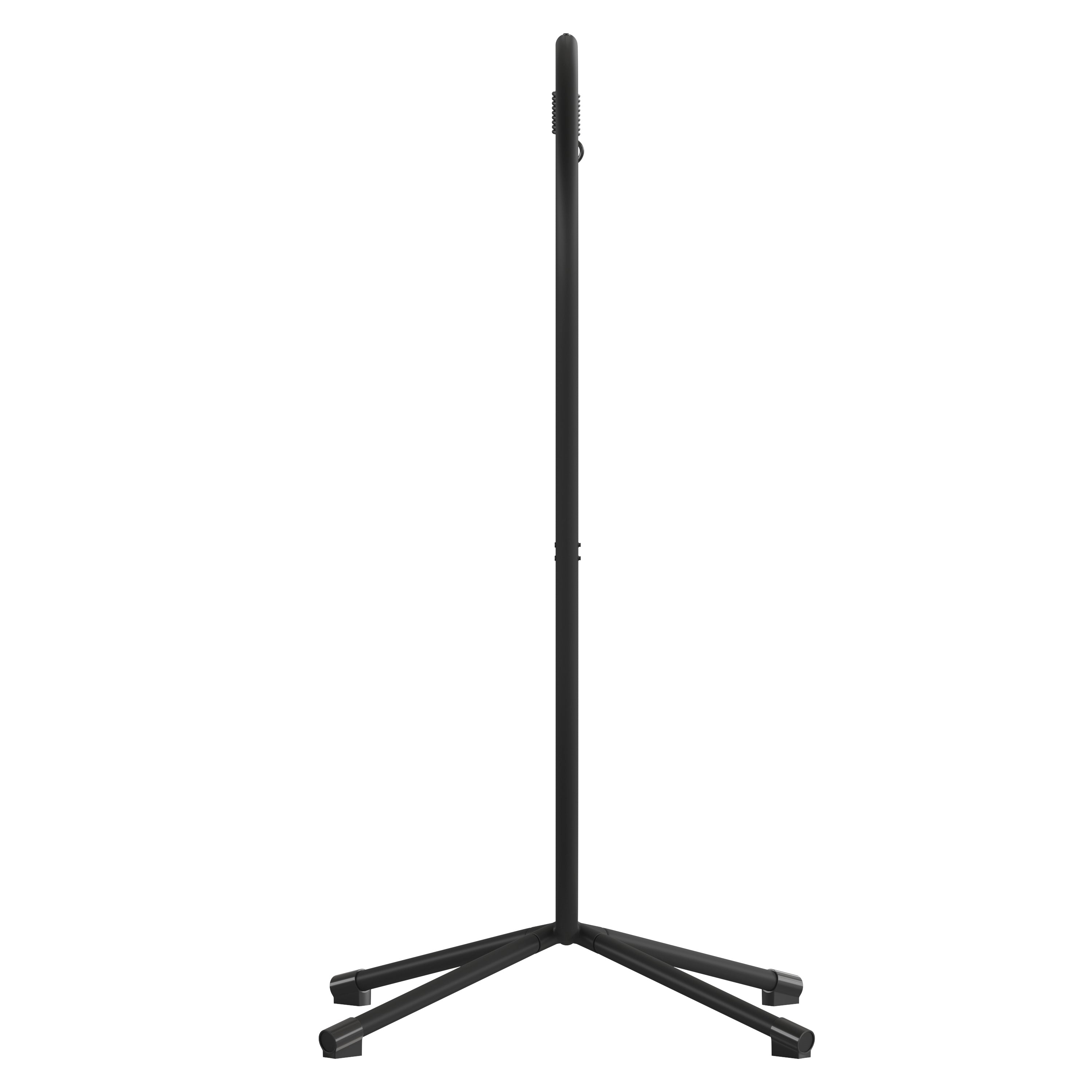 Harvo Heavy Duty Commercial Grade All-Weather Hanging Hammock Chair C-Stand with Steel Offset Base and Hardware, 360 Degree Rotation, Black