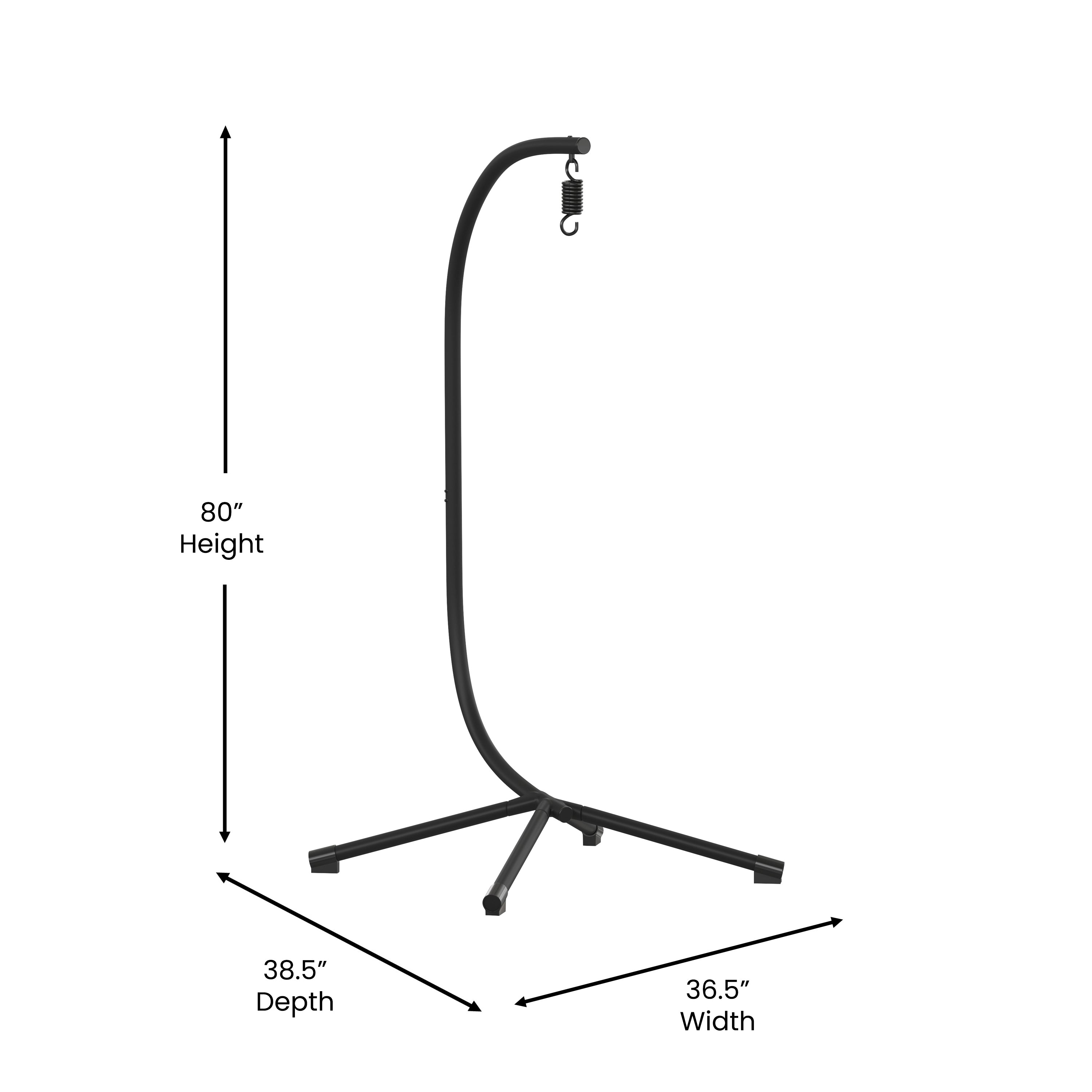 Harvo Heavy Duty Commercial Grade All-Weather Hanging Hammock Chair C-Stand with Steel Offset Base and Hardware, 360 Degree Rotation, Black