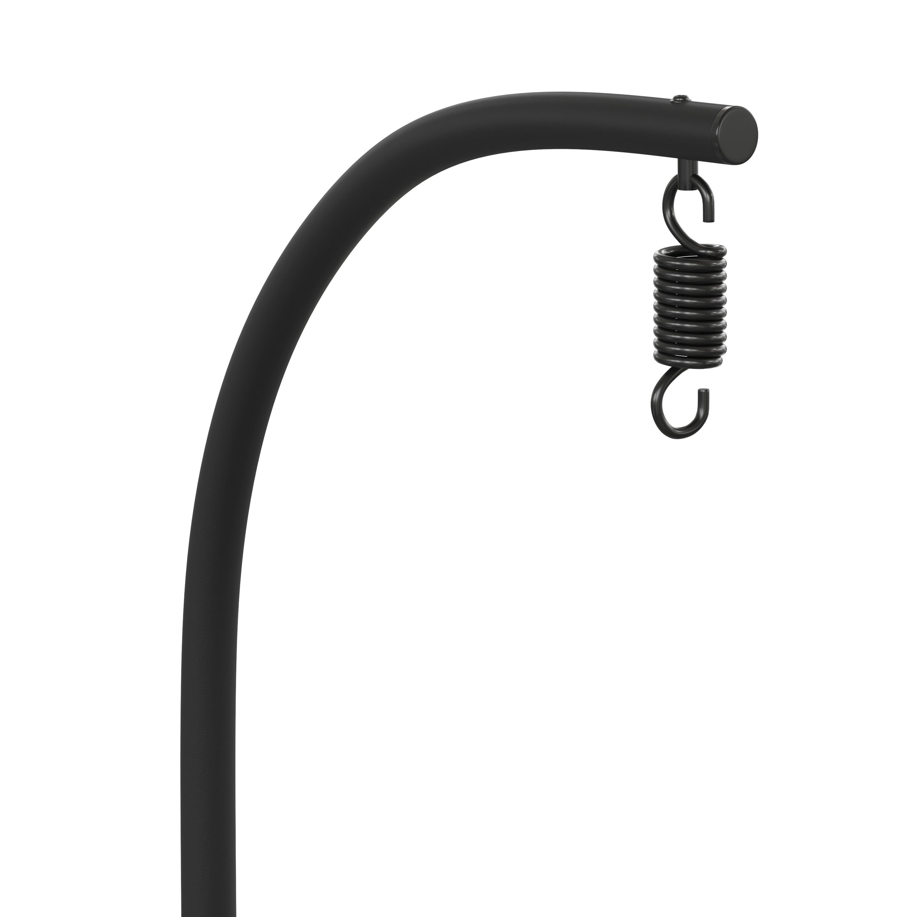 Harvo Heavy Duty Commercial Grade All-Weather Hanging Hammock Chair C-Stand with Steel Offset Base and Hardware, 360 Degree Rotation, Black