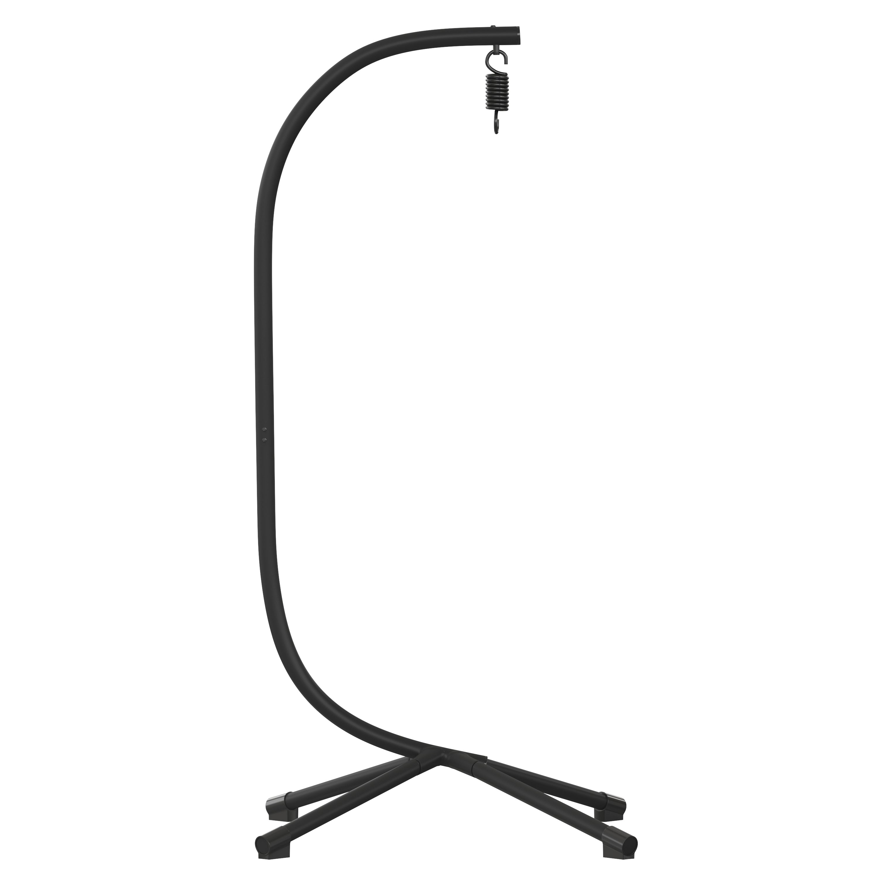 Harvo Heavy Duty Commercial Grade All-Weather Hanging Hammock Chair C-Stand with Steel Offset Base and Hardware, 360 Degree Rotation, Black