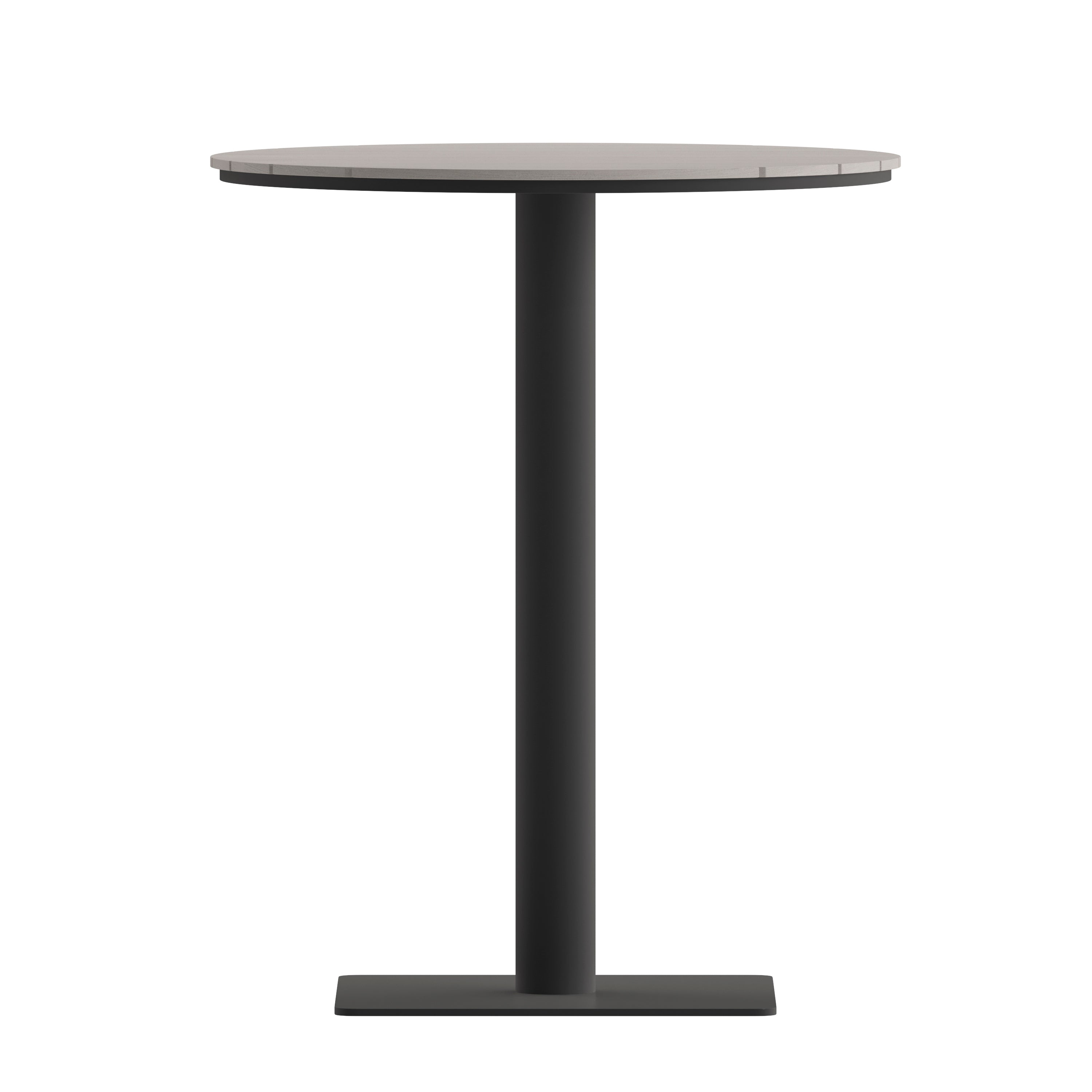 Finch Commercial Grade Round 24" Table with Faux Teak Poly Slats and Steel Frame, Gray/Gray