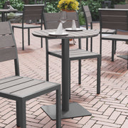Finch Commercial Grade Round 24" Table with Faux Teak Poly Slats and Steel Frame, Gray/Gray