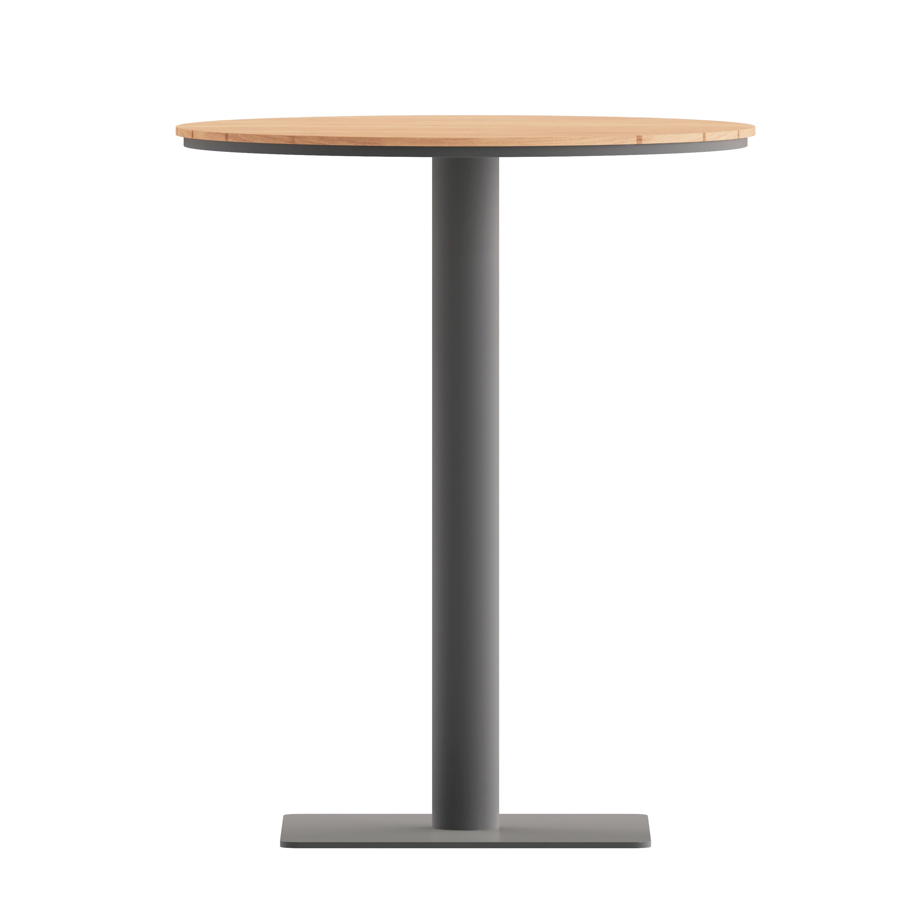 Finch Commercial Grade Round 24" Table with Faux Teak Poly Slats and Steel Frame, Natural/Gray