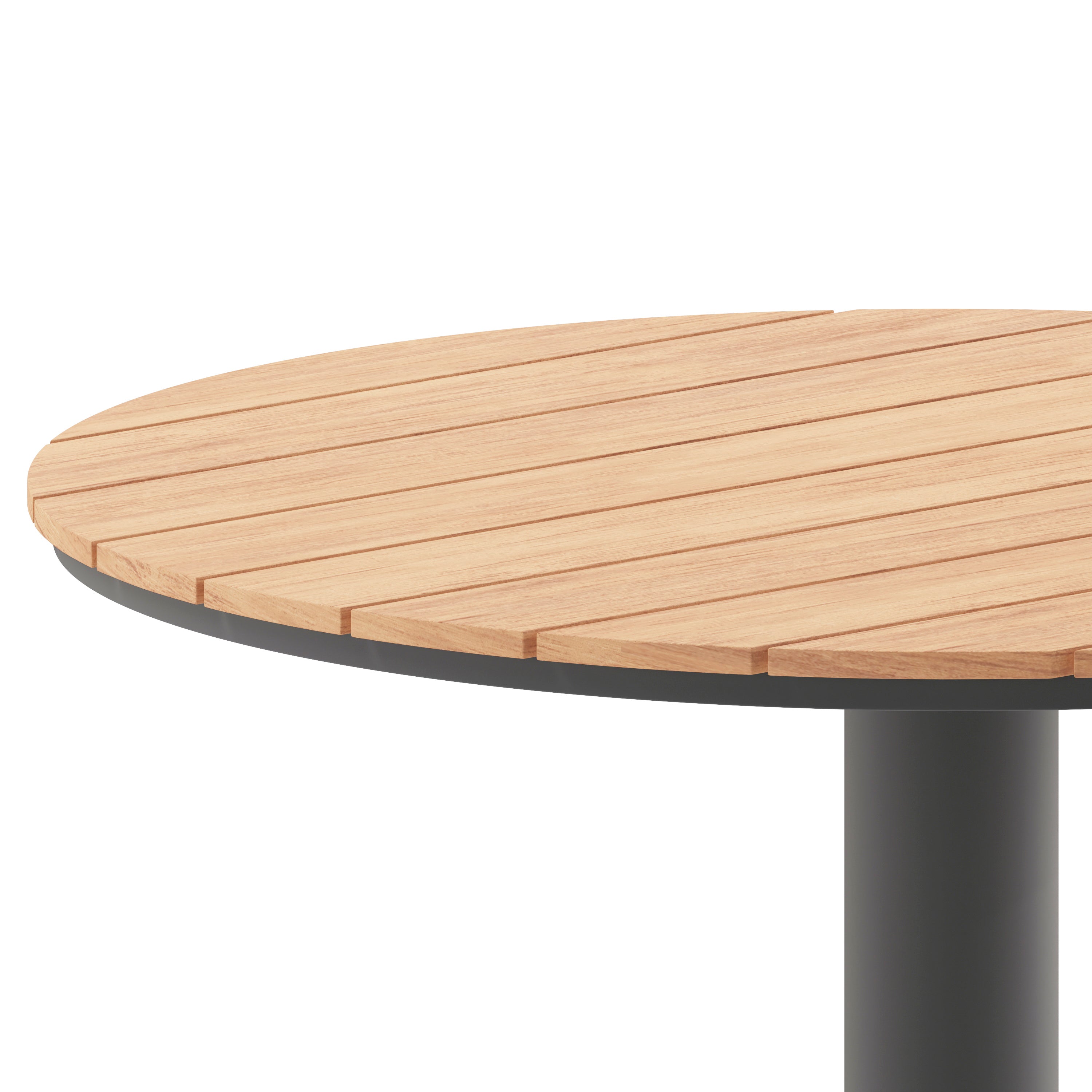 Finch Commercial Grade Round 24" Table with Faux Teak Poly Slats and Steel Frame, Natural/Gray