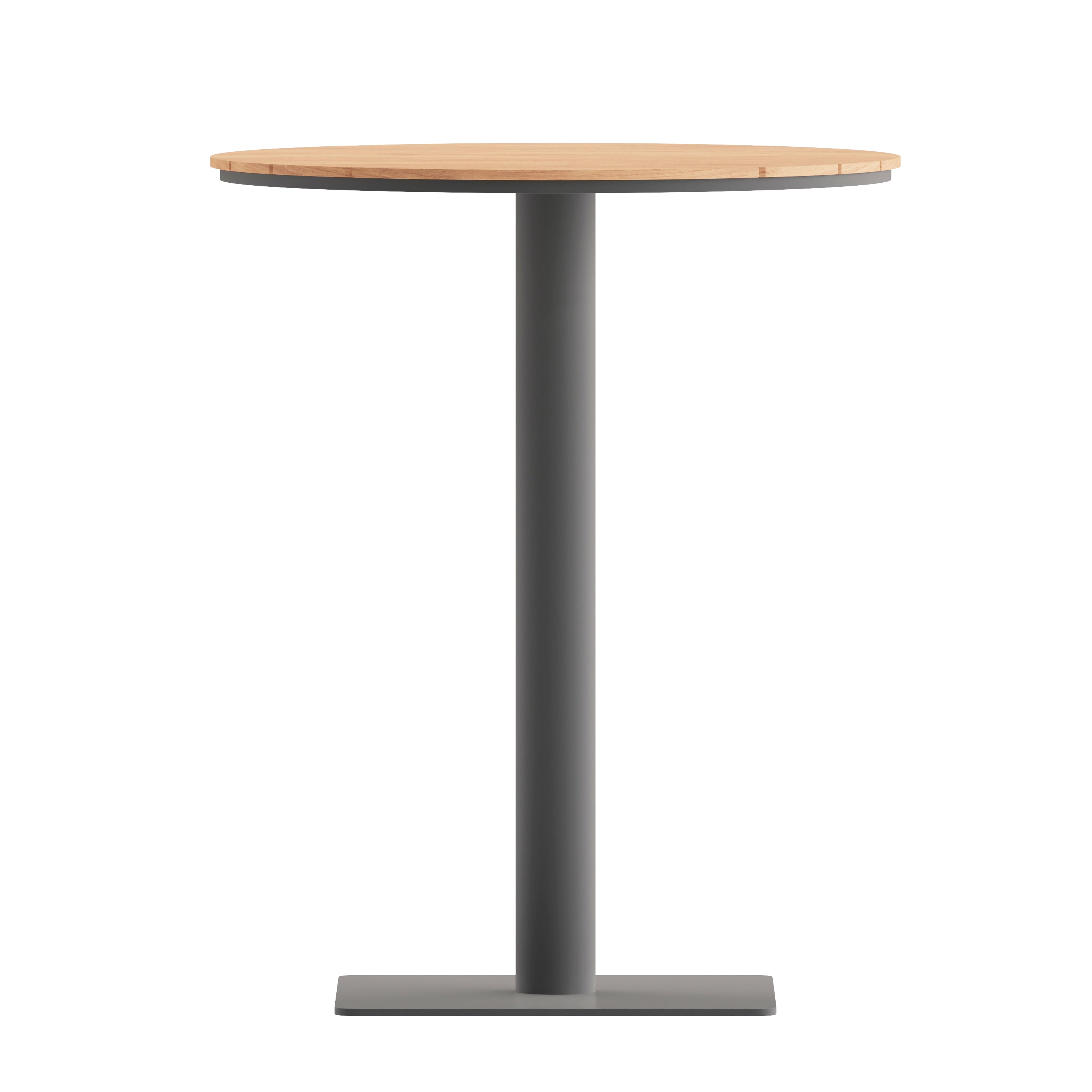 Finch Commercial Grade Round 24" Table with Faux Teak Poly Slats and Steel Frame, Natural/Gray