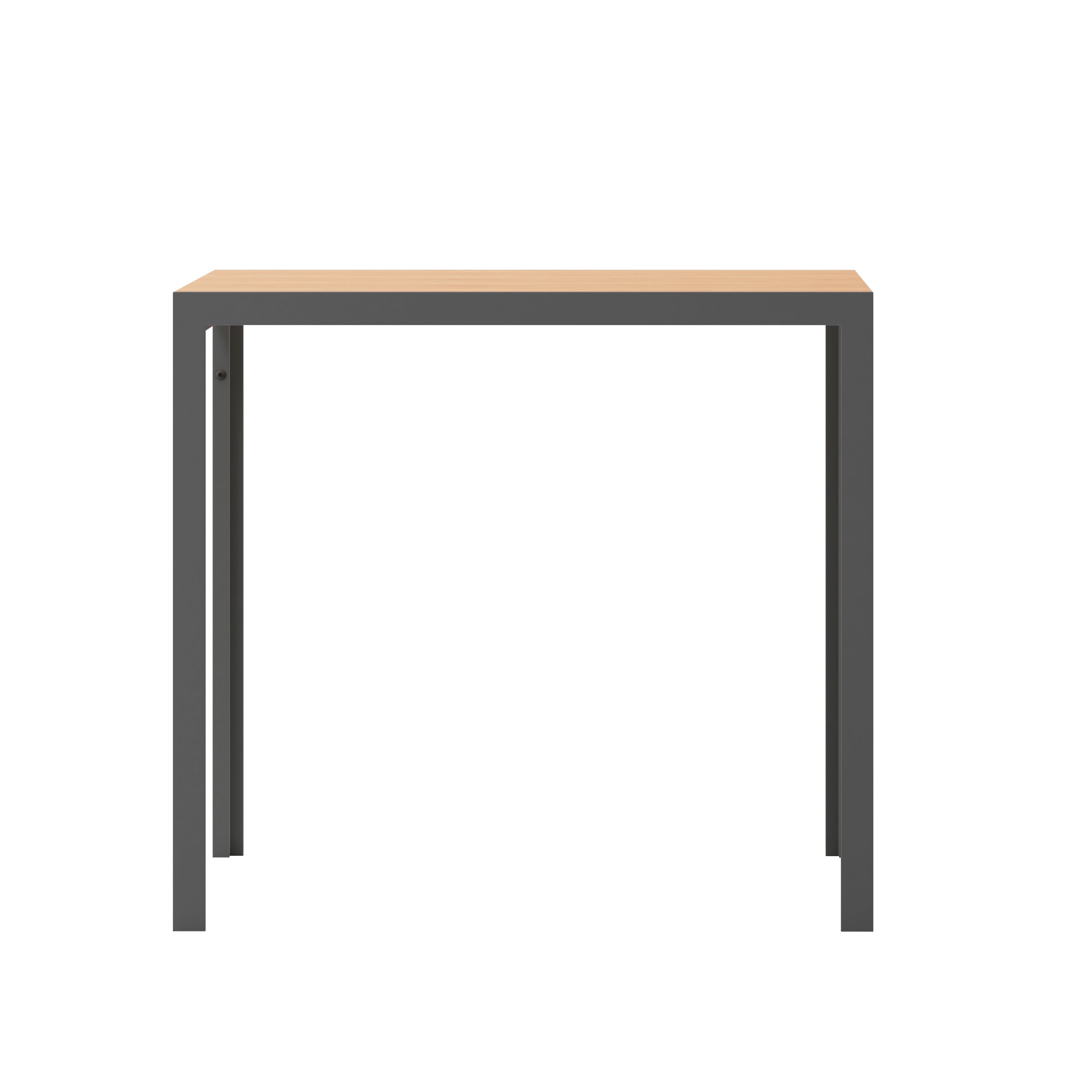 Finch Commercial Grade Outdoor Dining Table 55" x 31" with Faux Teak Poly Slats and Metal Frame, Natural/Gray
