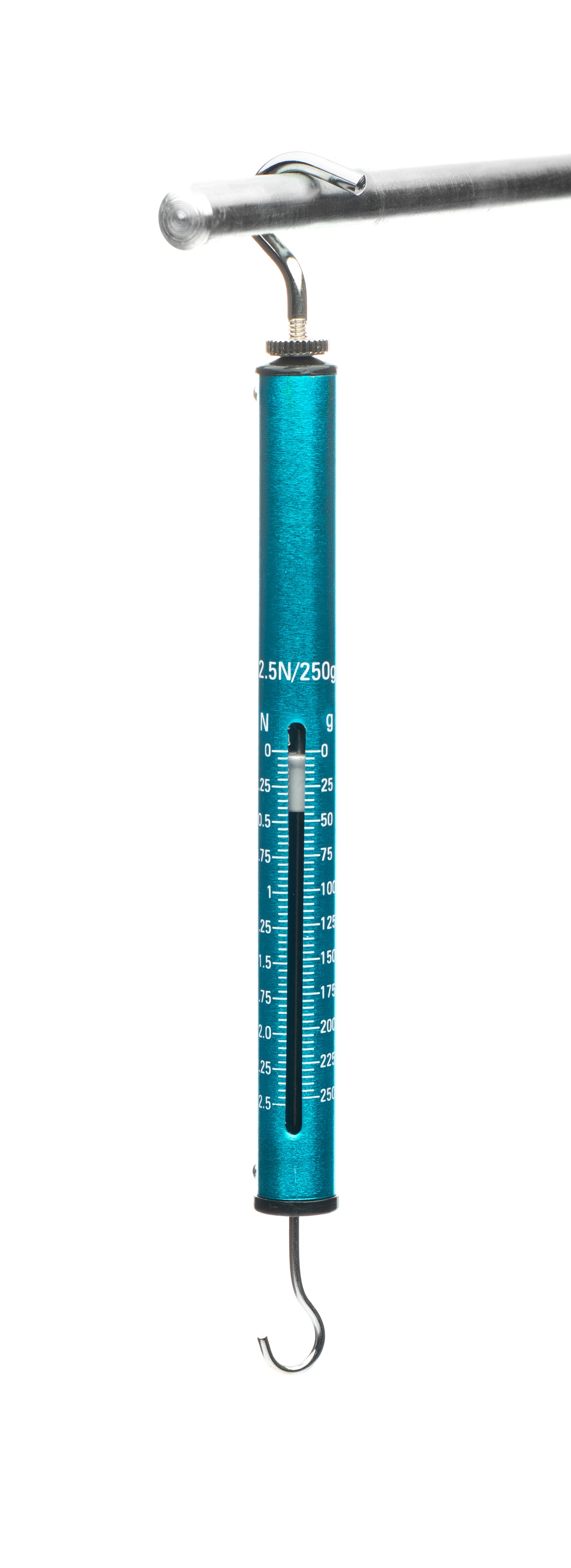 United Scientific® Aluminum Spring Scale, 250G / 2.5N, Blue, Graduation 5G/0.05N