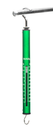 United Scientific® Aluminum Spring Scale, 500G / 5N, Green, Graduation 10G/0.1N