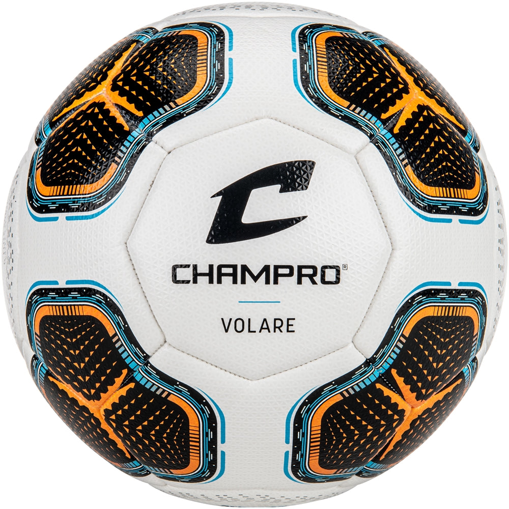 VOLARE 18 Panel Soccer Ball (Size 4) - Black, Optic Blue, Orange