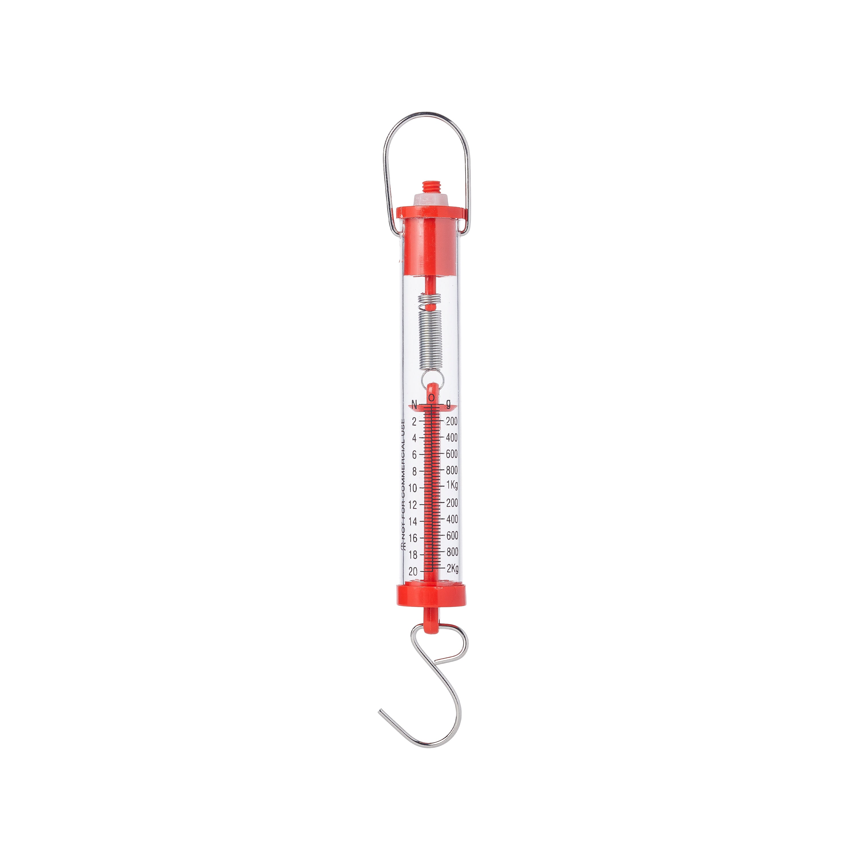 United Scientific® Spring Scale, Clear Plastic, 2000G / 20N, Graduation 40G/0.4N, Red