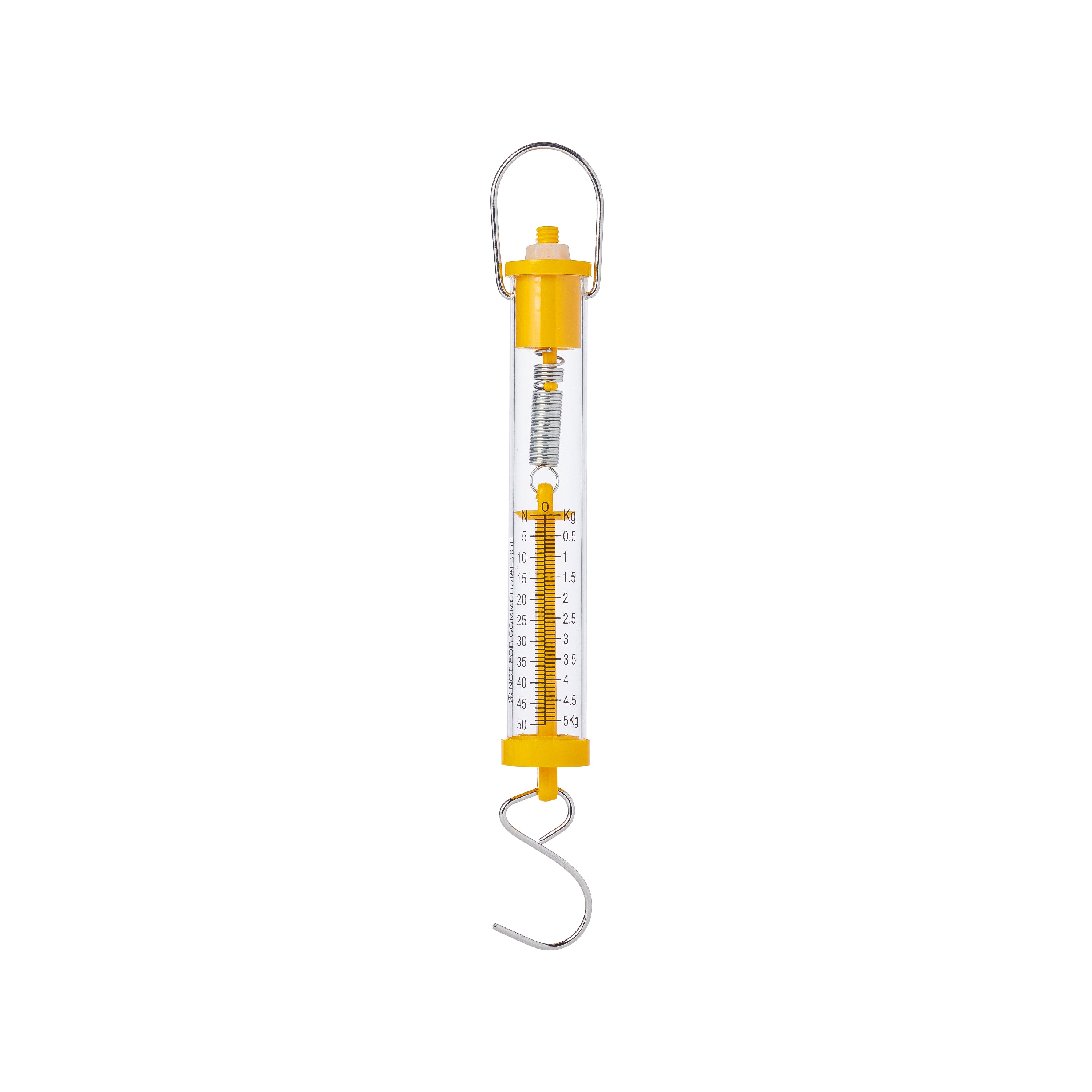 United Scientific® Spring Scale, Clear Plastic, 5000G / 50N, Graduation 100G/1N Yellow