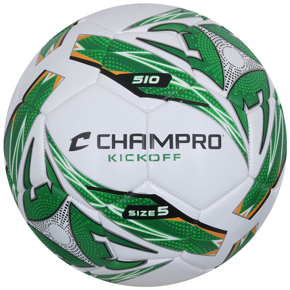 KICKOFF Soccer Ball - White Optic Green, 3"