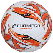 KICKOFF Soccer Ball - White Optic Orange, 3"