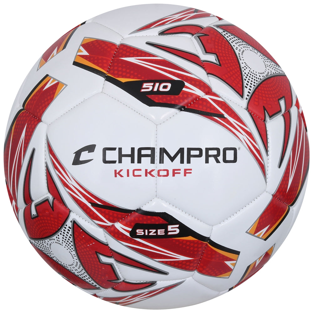 KICKOFF Soccer Ball - White Scarlet, 5"