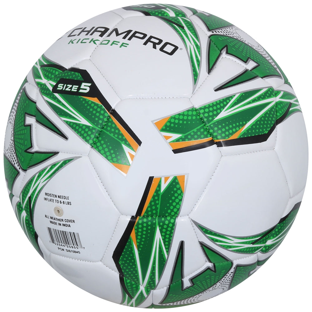 KICKOFF Soccer Ball - White Optic Green, 3"