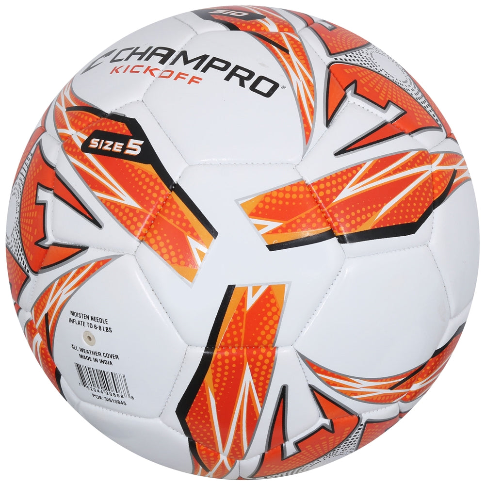 KICKOFF Soccer Ball - White Optic Orange, 4"