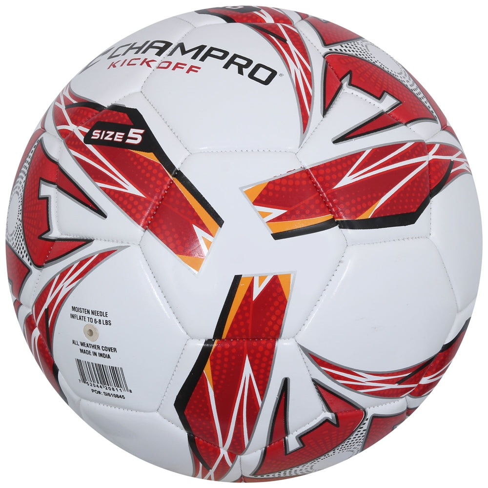 KICKOFF Soccer Ball - White Scarlet, 5"