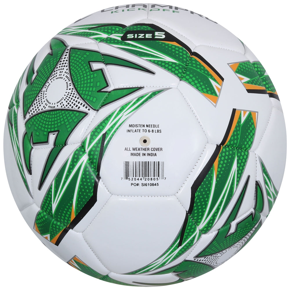 KICKOFF Soccer Ball - White Optic Green, 4"