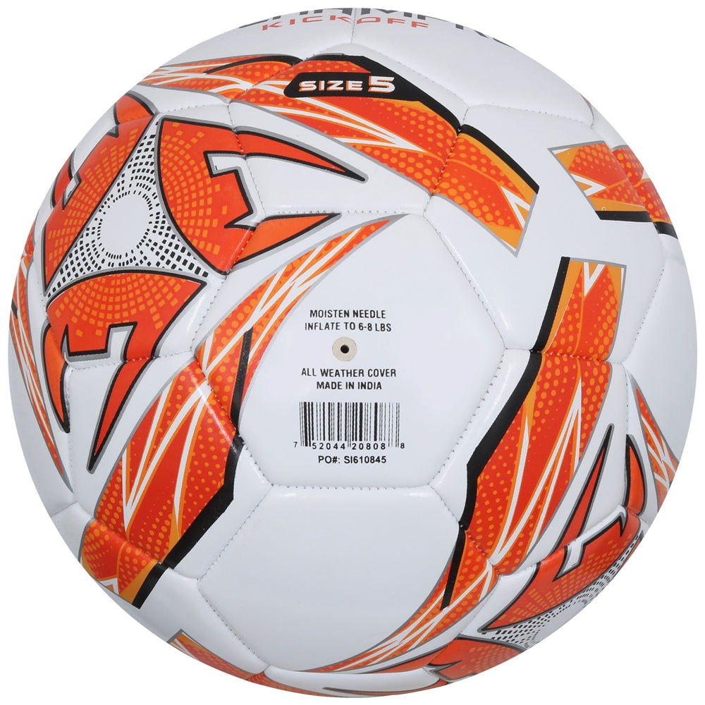 KICKOFF Soccer Ball - White Optic Orange, 5"