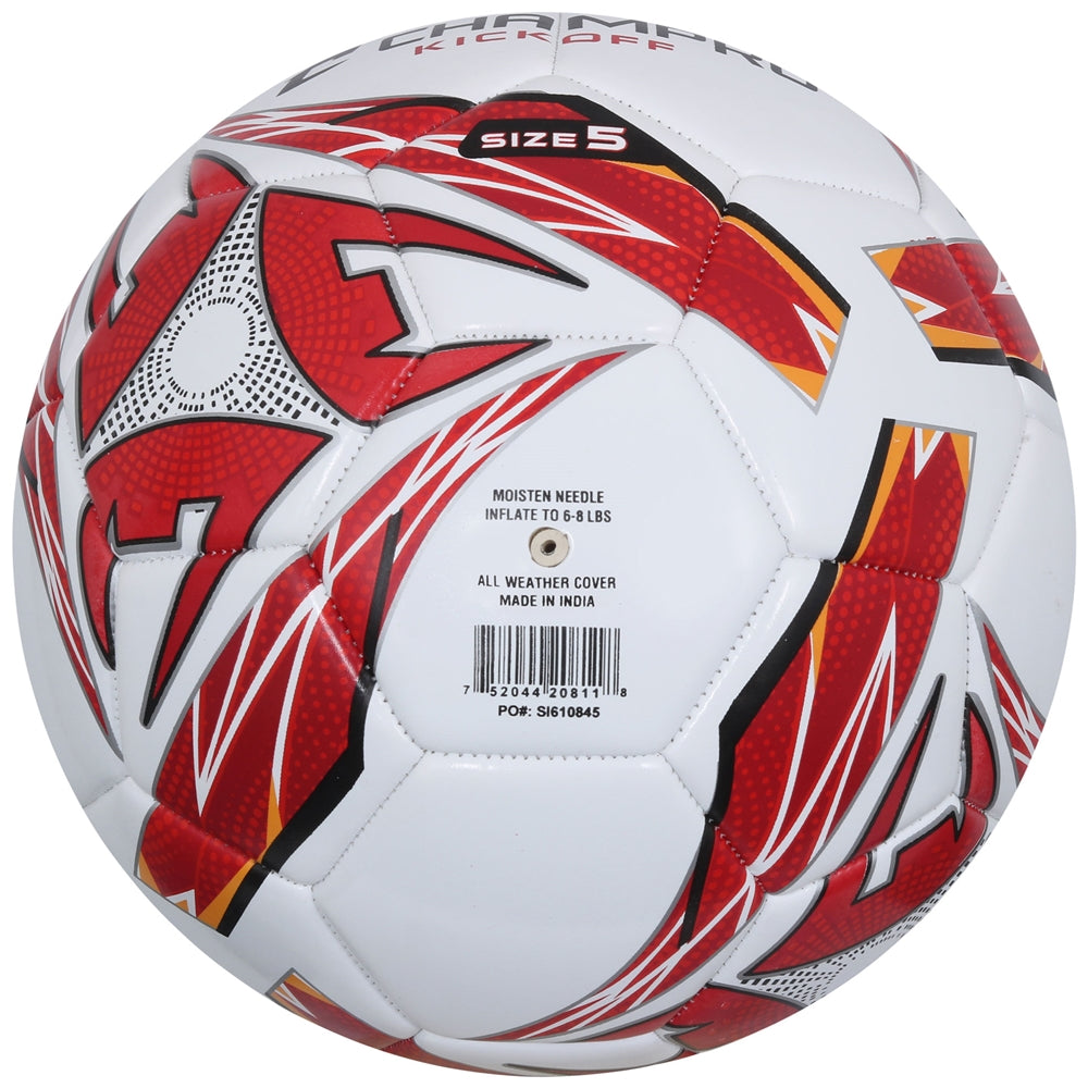 KICKOFF Soccer Ball - White Scarlet, 5"