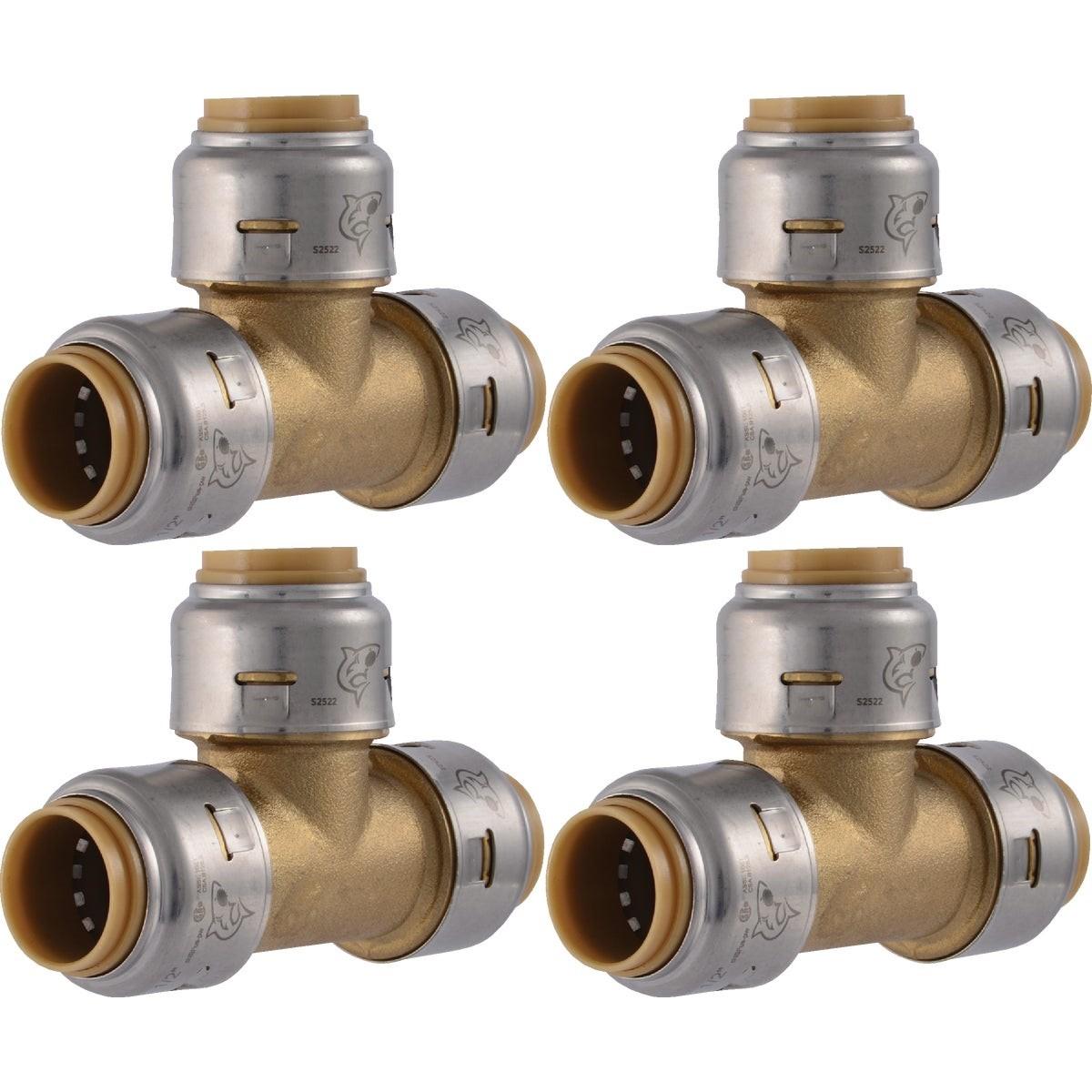 SharkBite 1/2 In. x 1/2 In. x 1/2 In. Brass Push-to-Connect Tee (4-Pack)