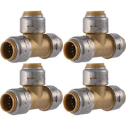 SharkBite 1/2 In. x 1/2 In. x 1/2 In. Brass Push-to-Connect Tee (4-Pack)