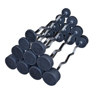 Rubber Coated Fixed Curl Barbell Pack, (1 Each, 20, 30, 40, 50, 60Lb) 5 Total