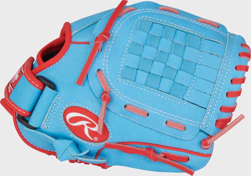 Rawlings Sure Catch Series Youth Jacob Degrom Signature 10-Inch Baseball Glove - Right Hand Thrower - Columbia Blue/Scarlet
