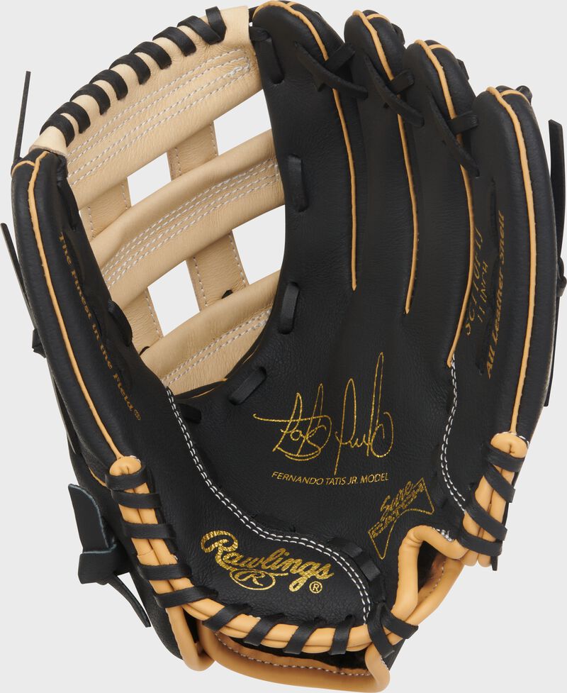 Rawlings Sure Catch Series Youth Fernando Tatis Jr. Signature 11-Inch Baseball Glove  - Right Hand Thrower - Black/Camel