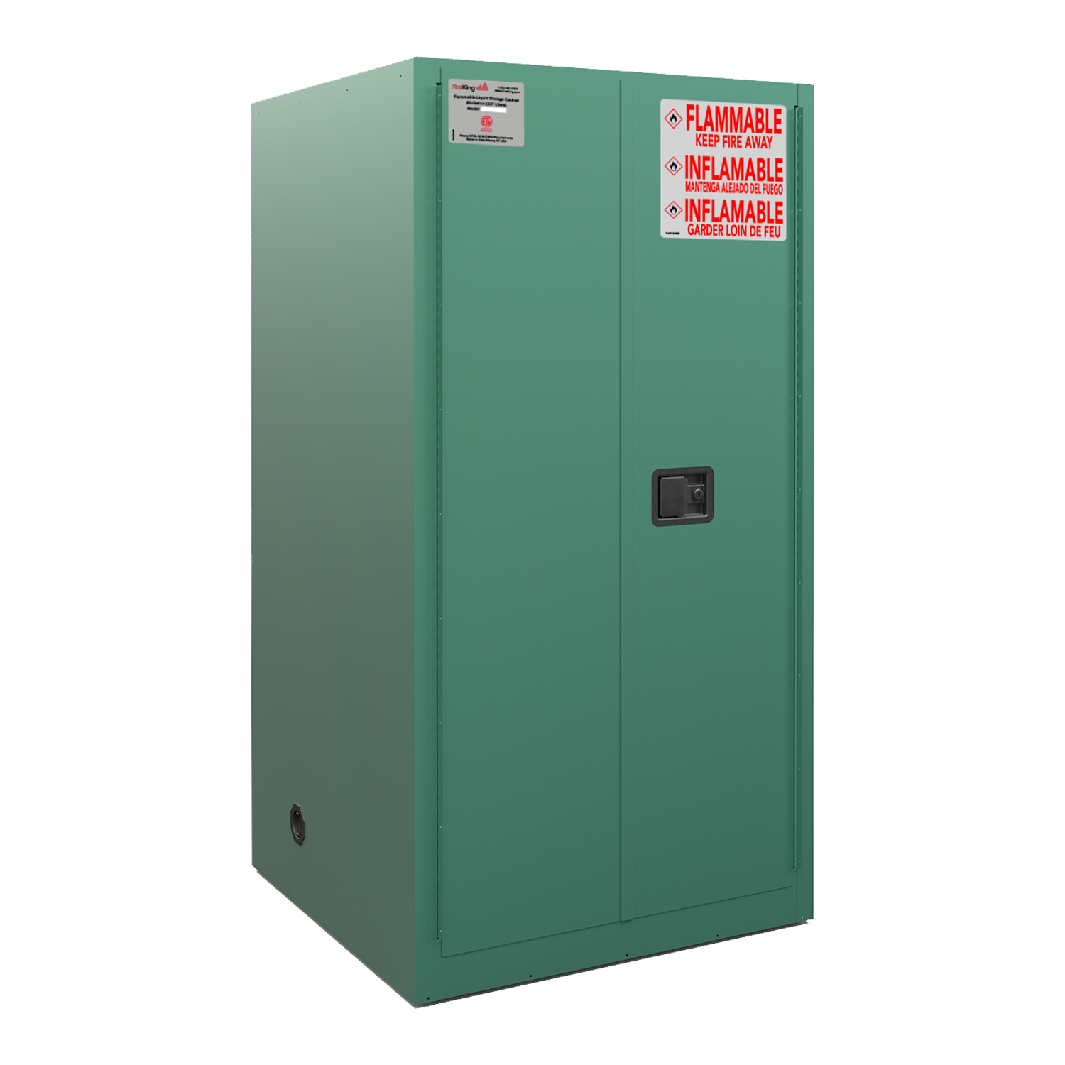 Flammable Safety Cabinet with auto-close doors (Green)